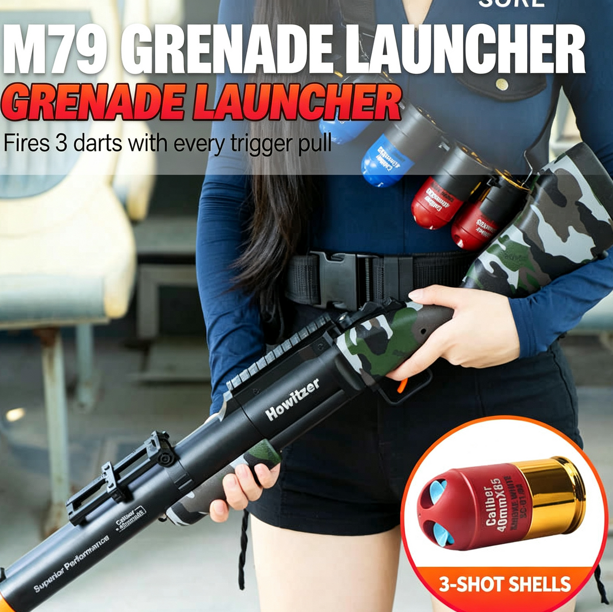 M79 Triple-Shot Nerf Grenade Launcher