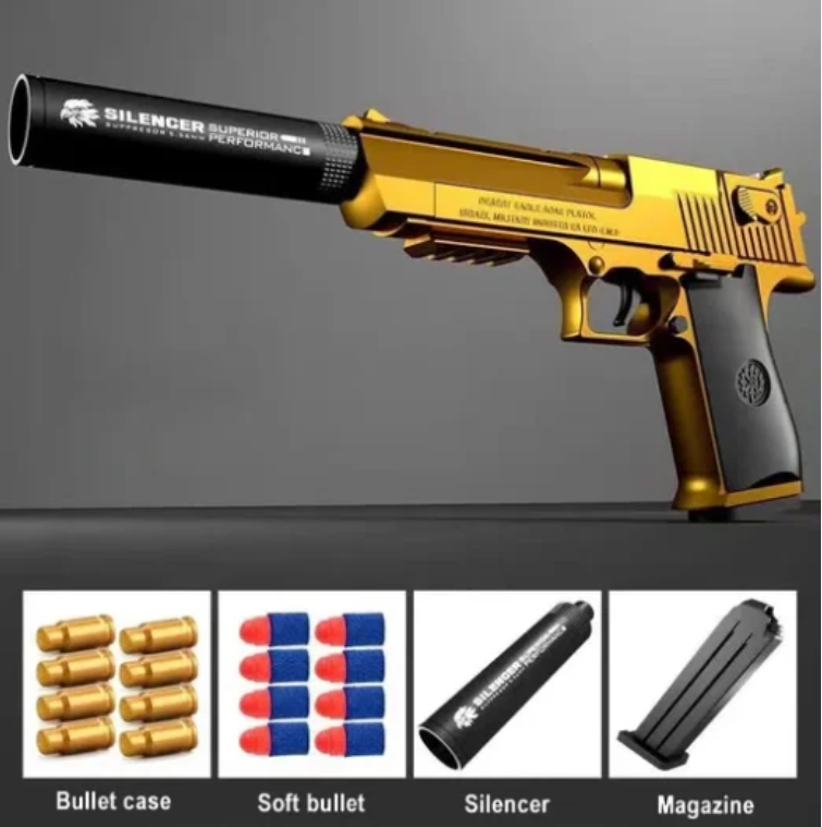 Golden Desert Eagle Shell Ejecting Nerf Pistol