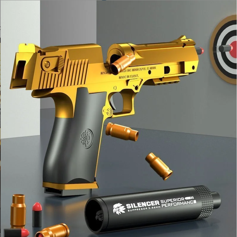 Golden Desert Eagle Shell Ejecting Nerf Pistol