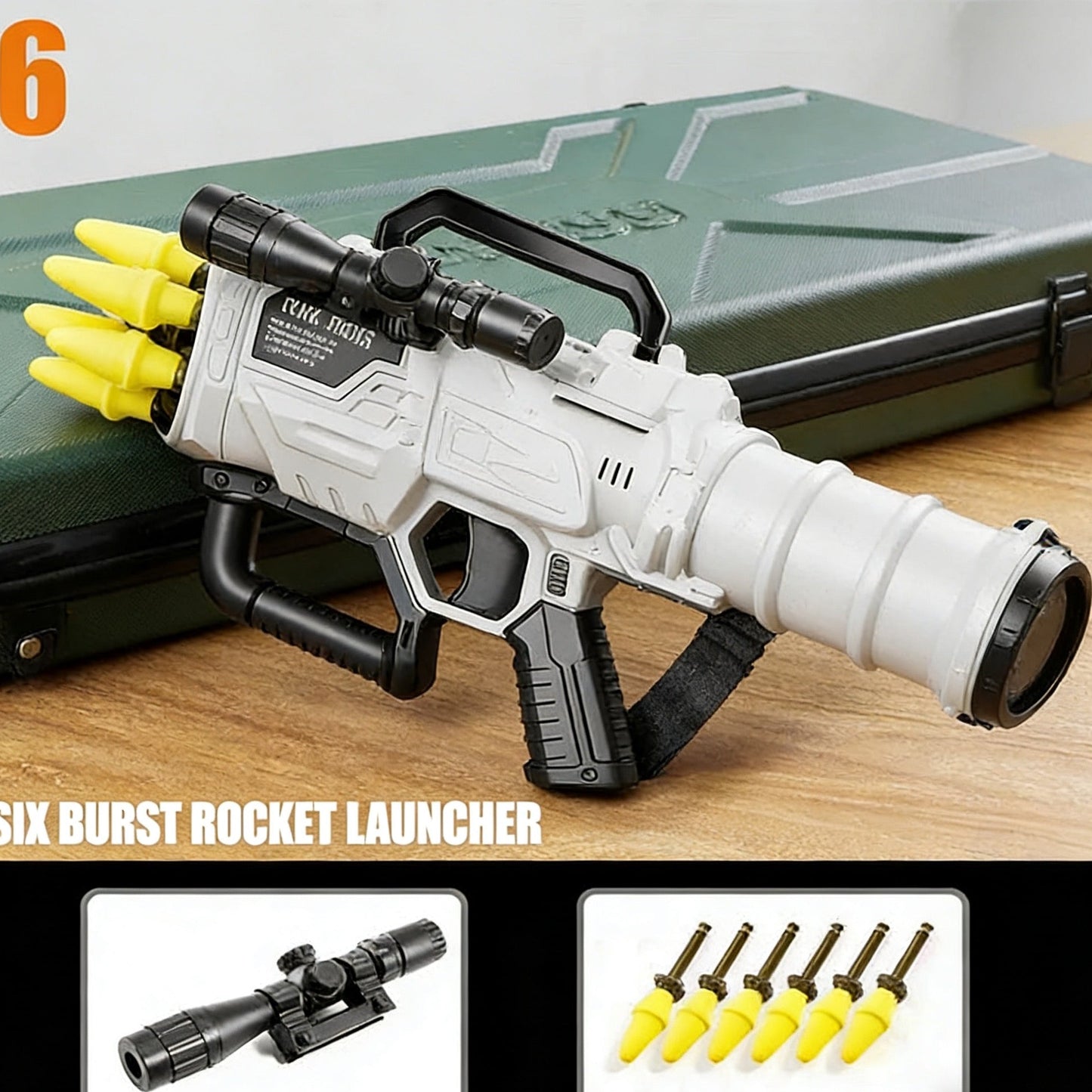 New Large 6-Shot Rotating rocket launcher toy